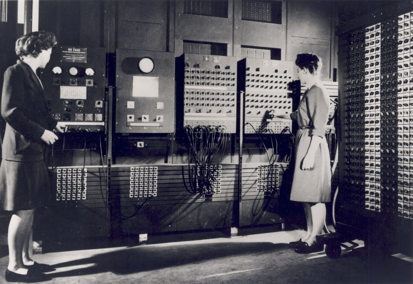 ENIAC programmers preparing the machine, 1946.